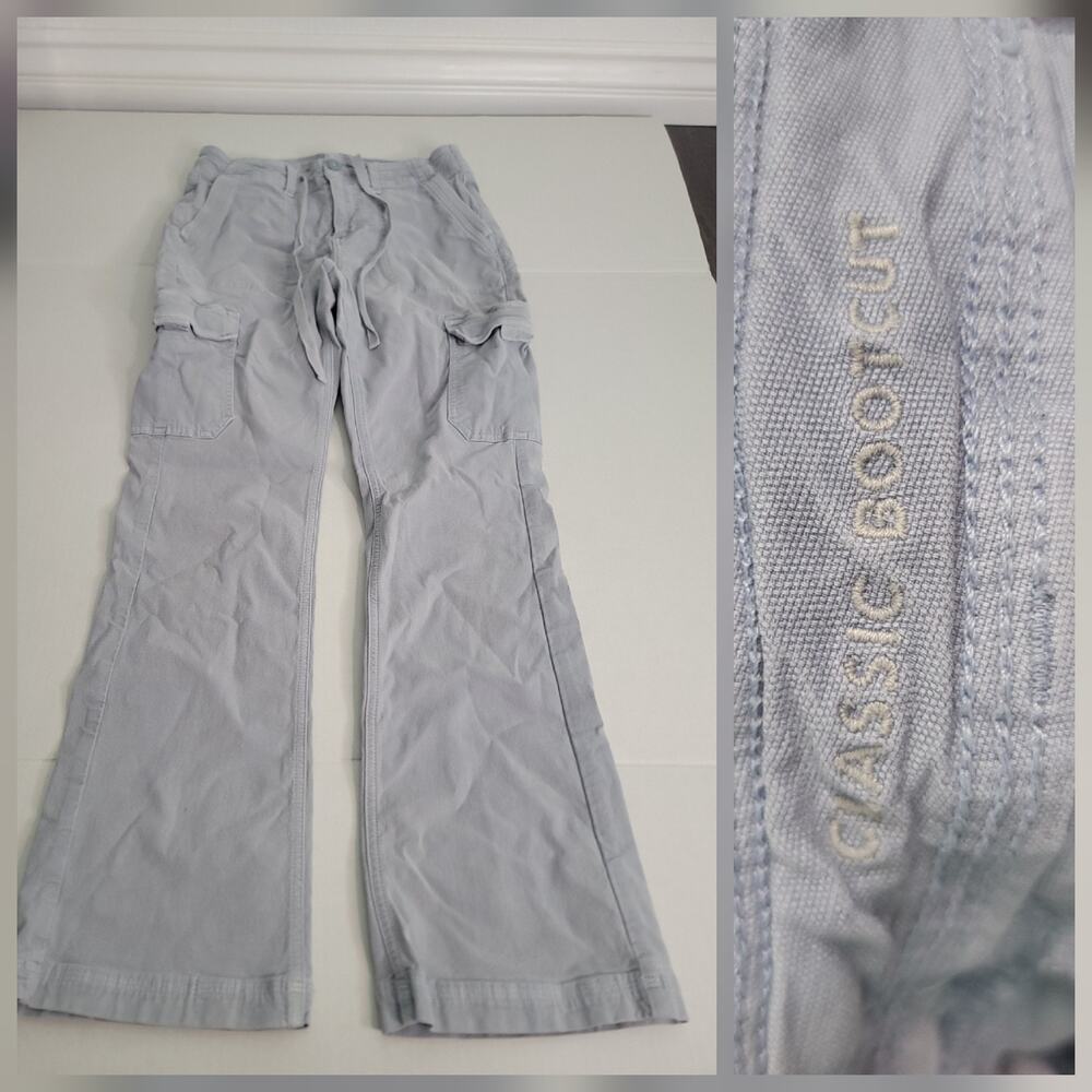 American Eagle Cargo Pants Sz 4 Classic Bootcut Pockets Drawstring Gorpcore Gray